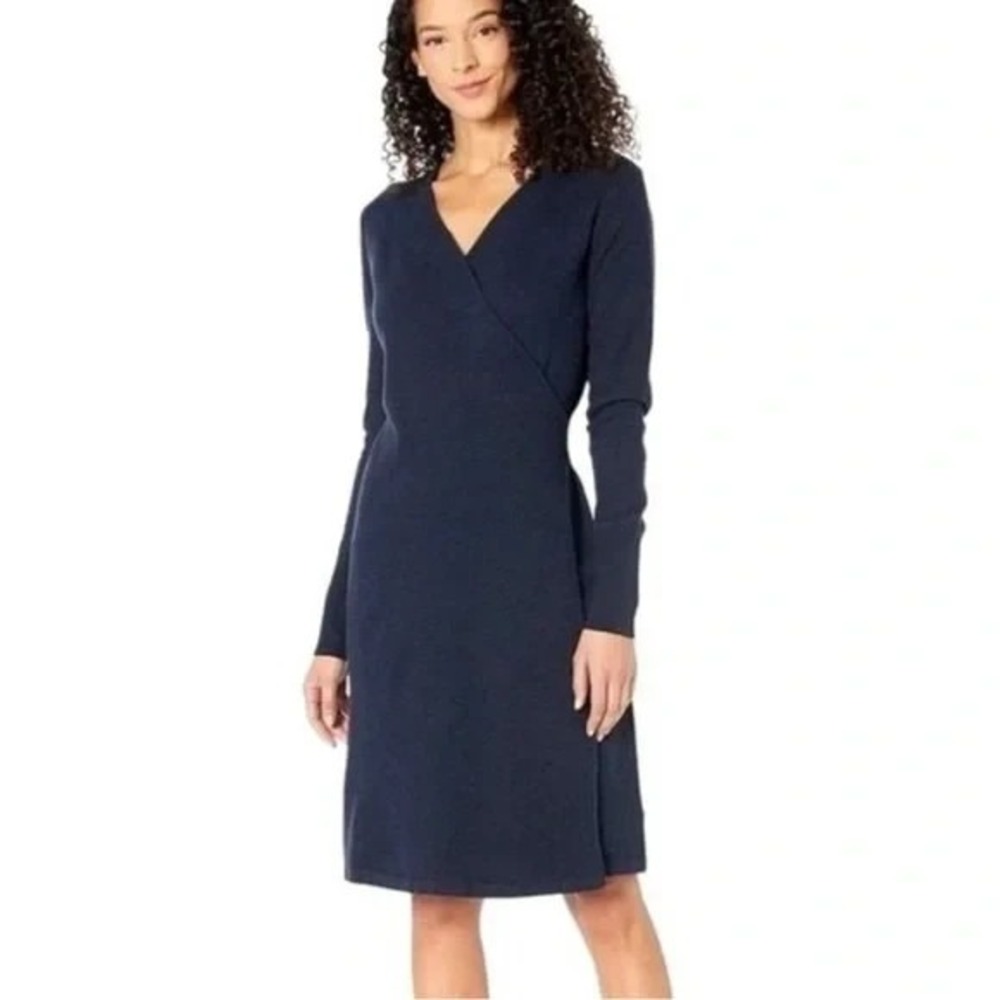 Prana Dress Womens Small Blue Bryce Bluff Wrap Tencel Blend Crossover V Neck
